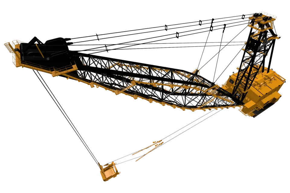 A large industrial dragline model rendered with NDEVR.