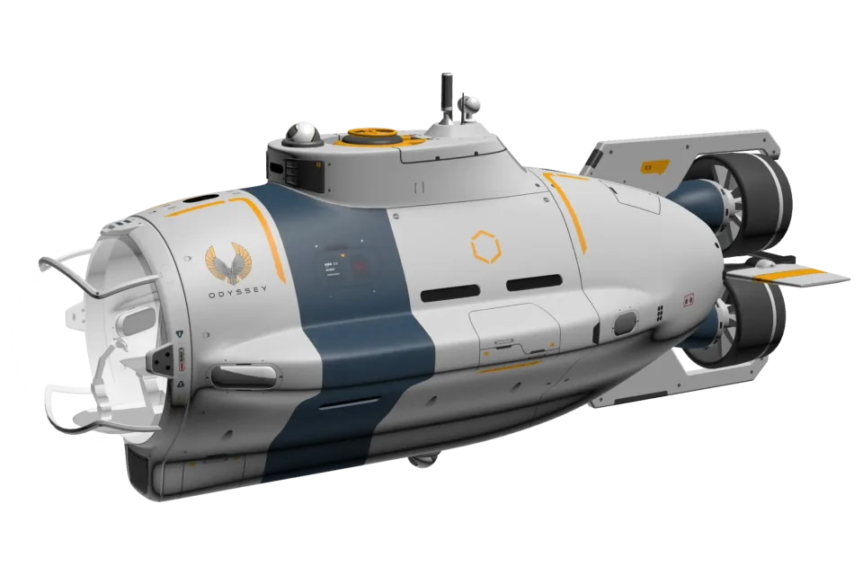 A detailed submarine model rendered with NDEVR.