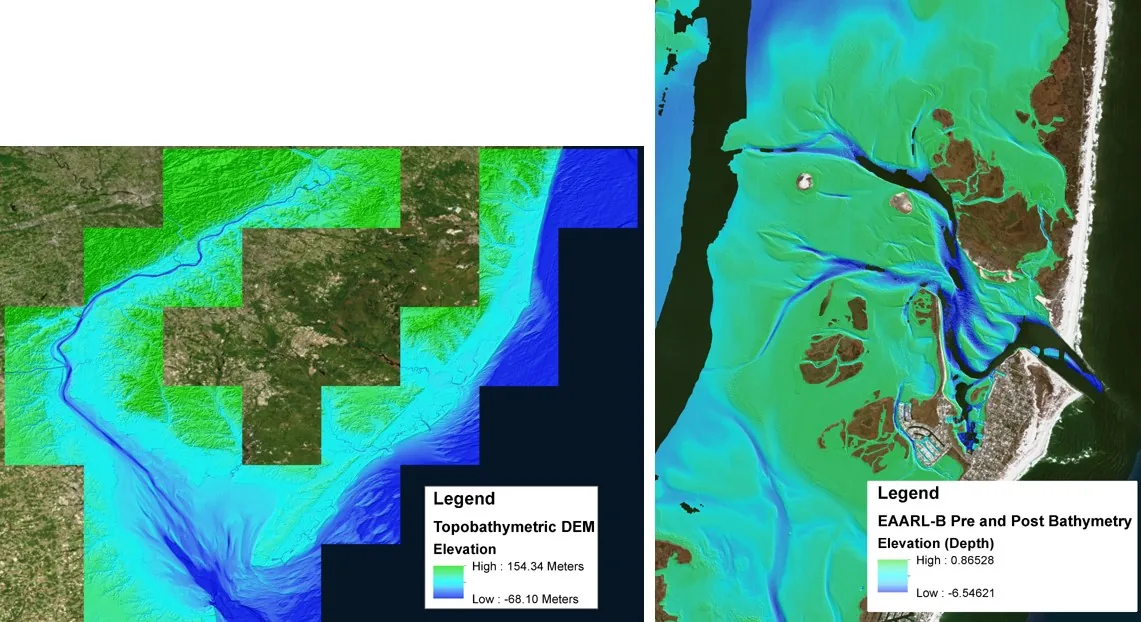 Topobathymetric elevation model of Barnegat Bay combining land elevation and underwater depth