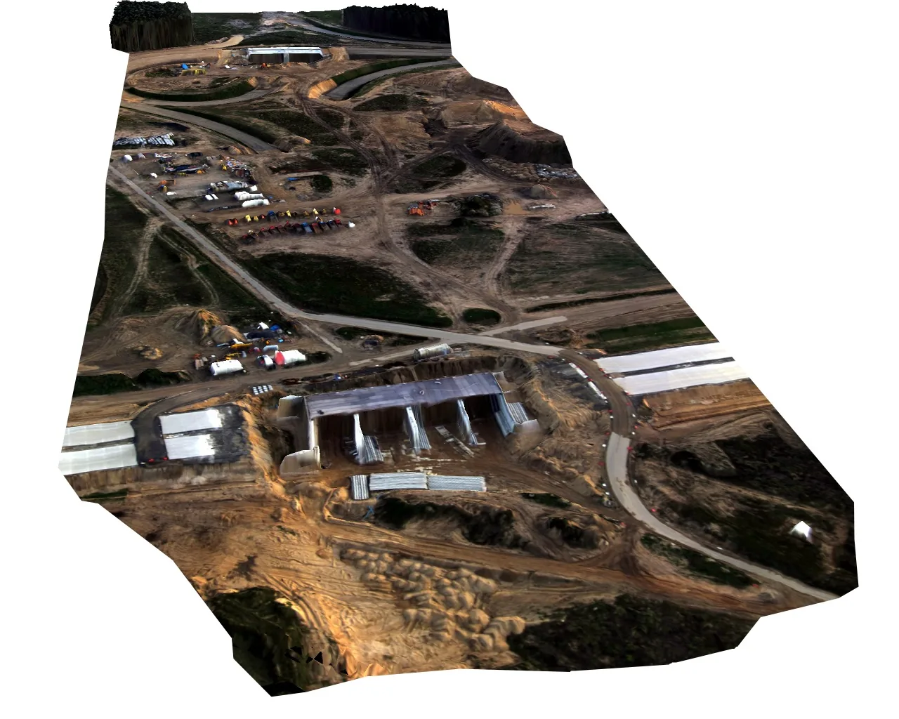 3D digital surface model of a motorway interchange construction site built from drone photos